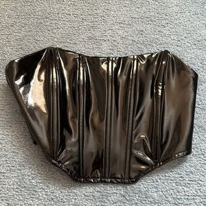 Black patent leather crop top